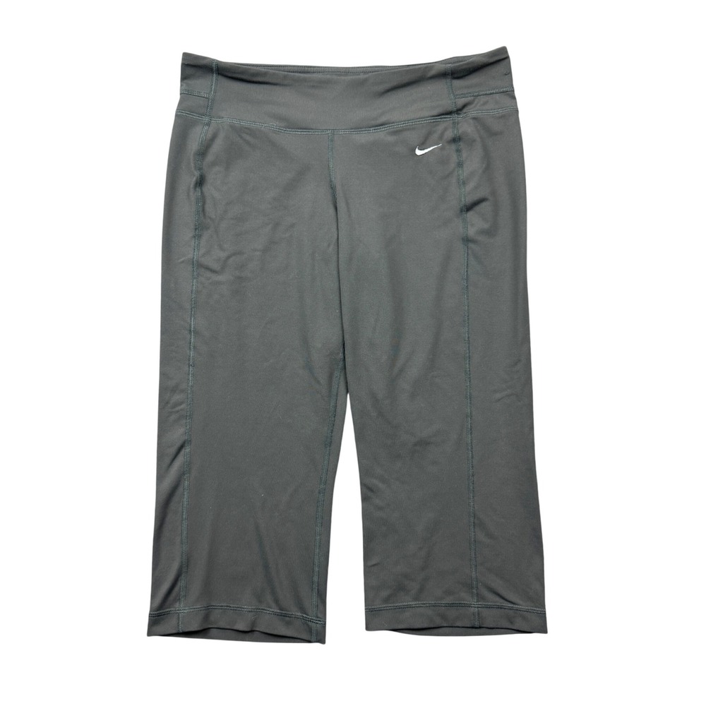 Nike Dri-FIT Womens Medium Gray Cropped Athletic Leggings Capri Pants Athletic